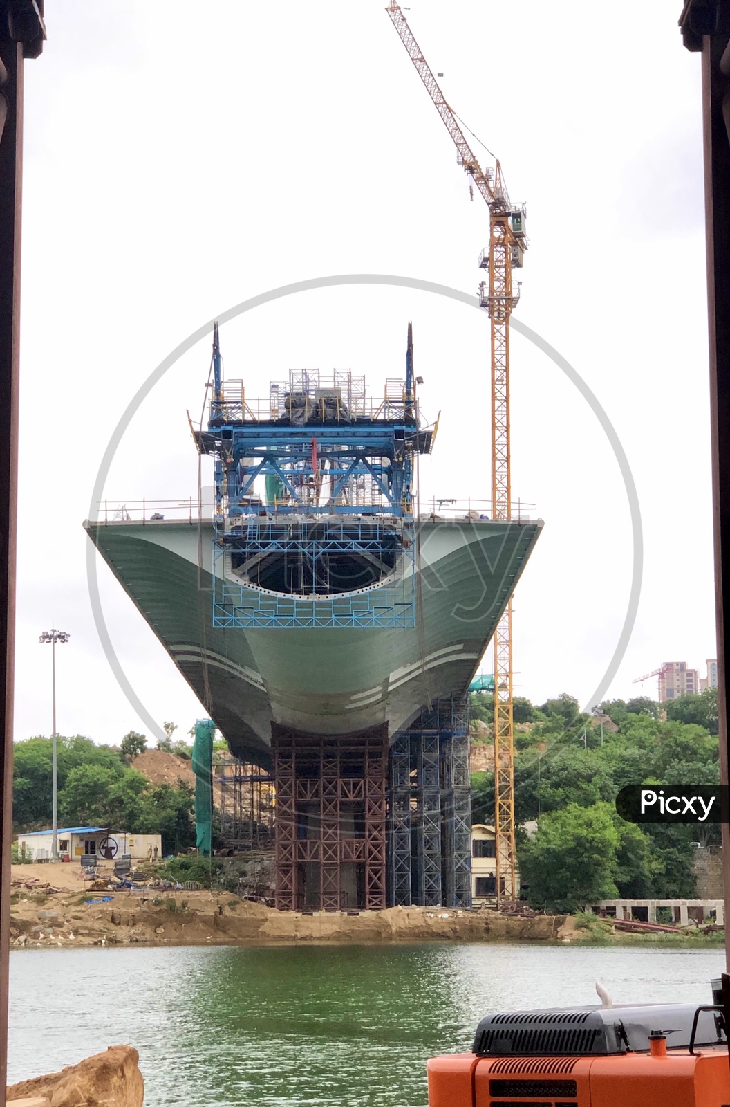 Image of Cable Suspension Bridge Across Durgam Cheruvu Under