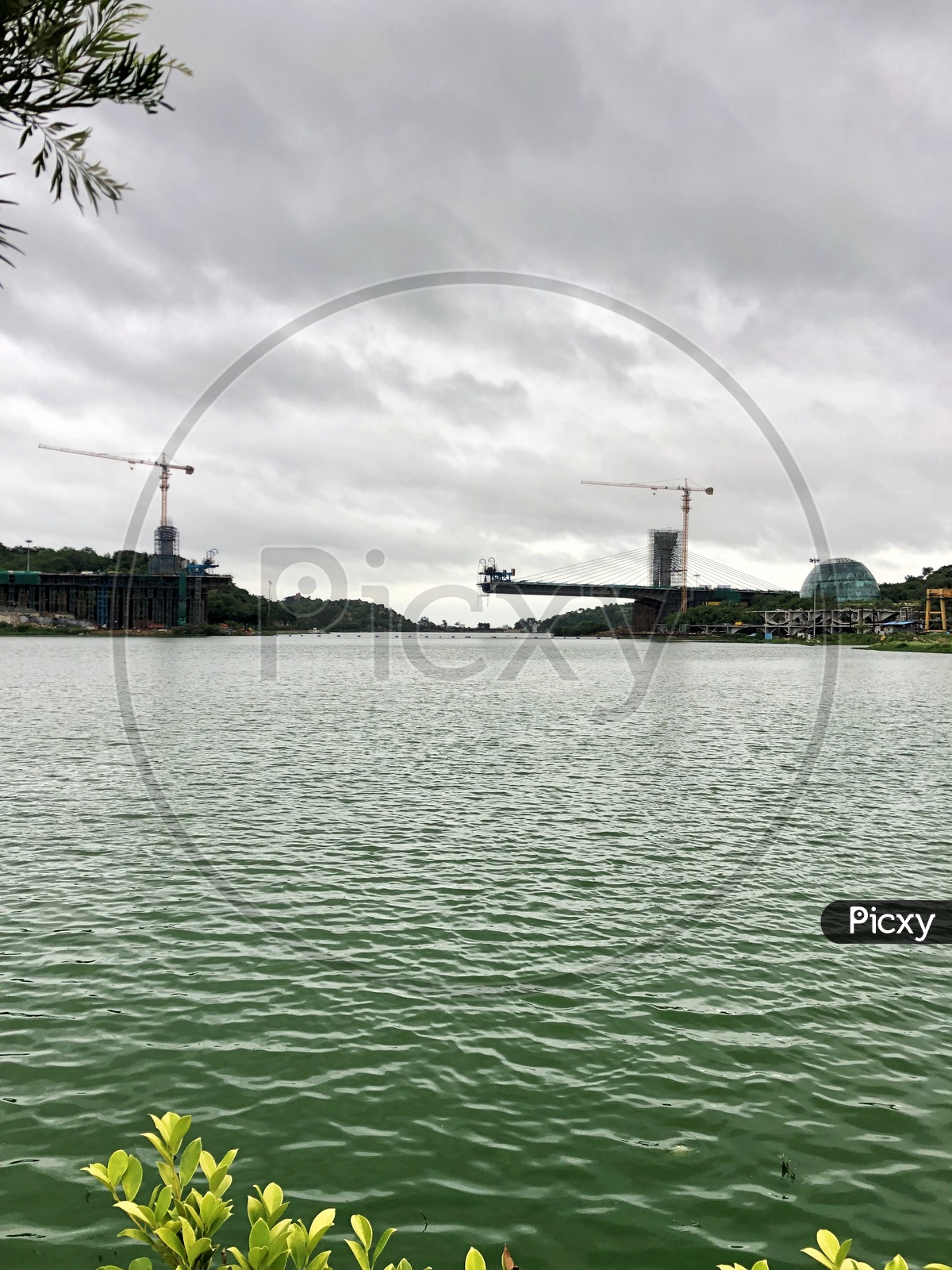 Image of Cable Suspension Bridge Across Durgam Cheruvu in Hyderabad