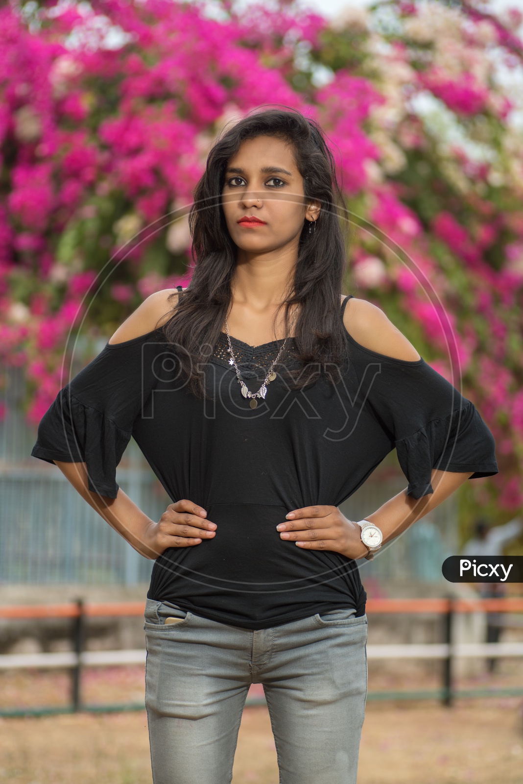 Image of A Indian Girl Poses For Portfolio Shoot At Outside Of  Studio.-MO466701-Picxy
