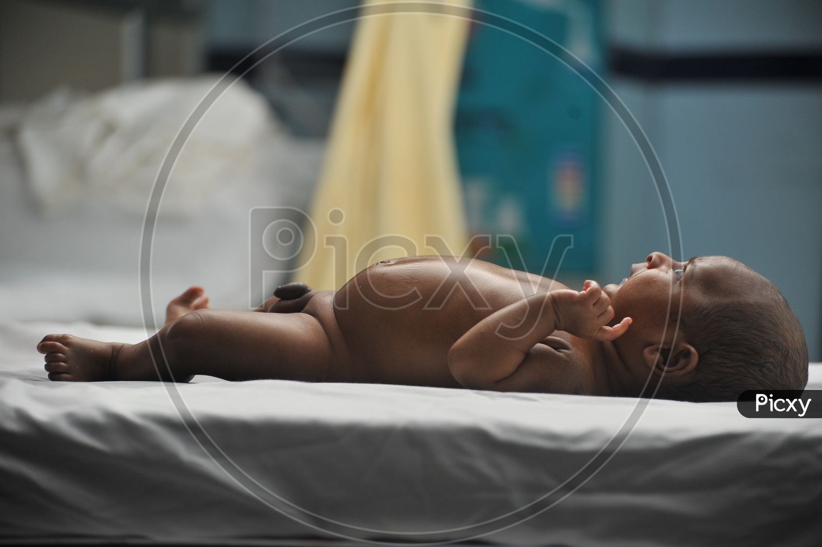 New Born Baby Child In Hospital bed