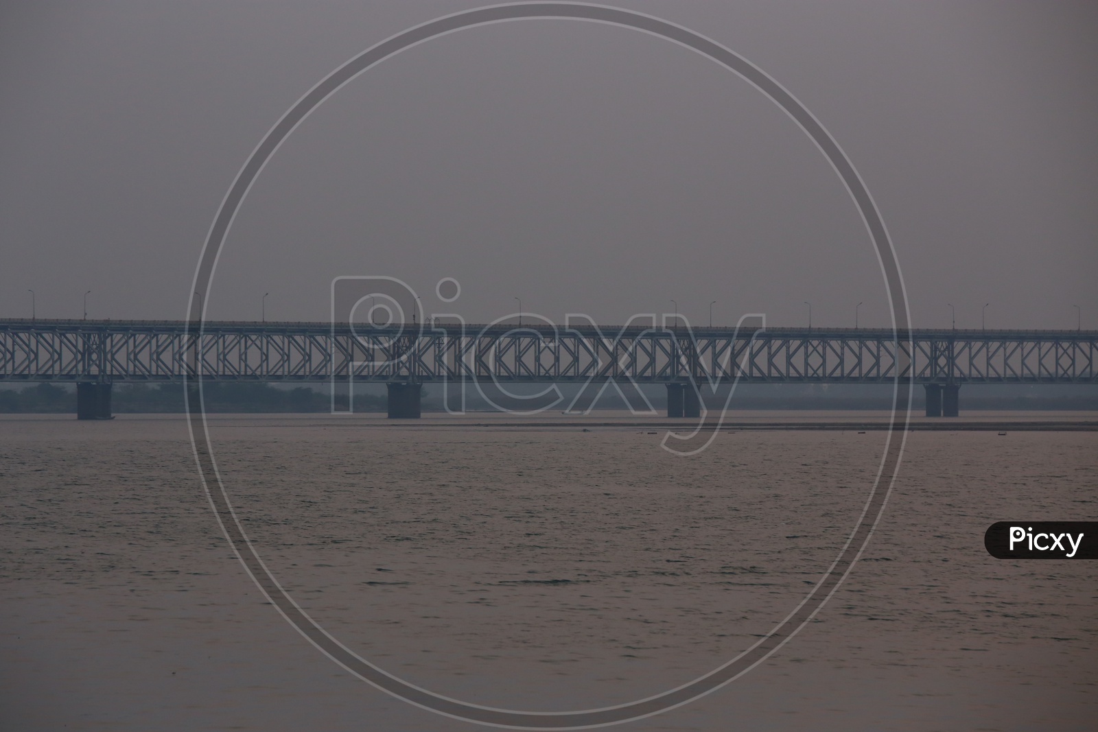 Railway Cum Road Bridge Over River Godavari In Rajahmundry