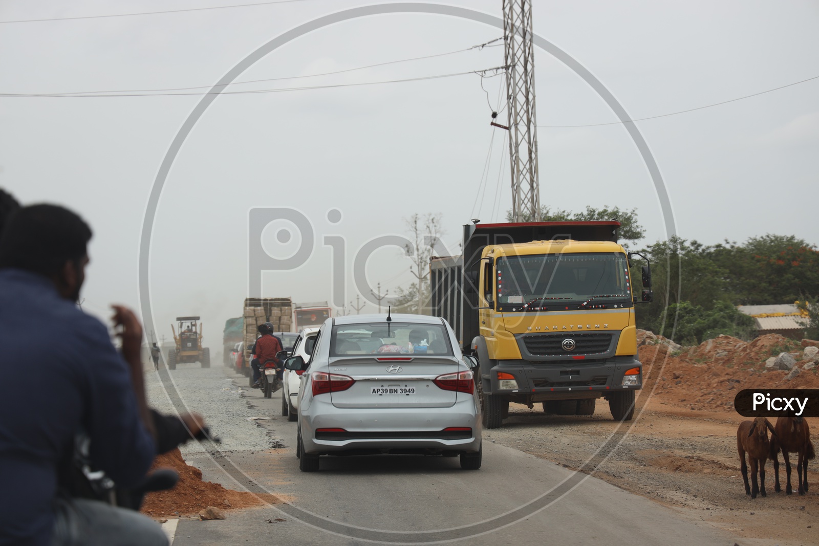 Commuting Vehicles Taking Congested Rides Due of Road Renovation Works In State Highway Roads