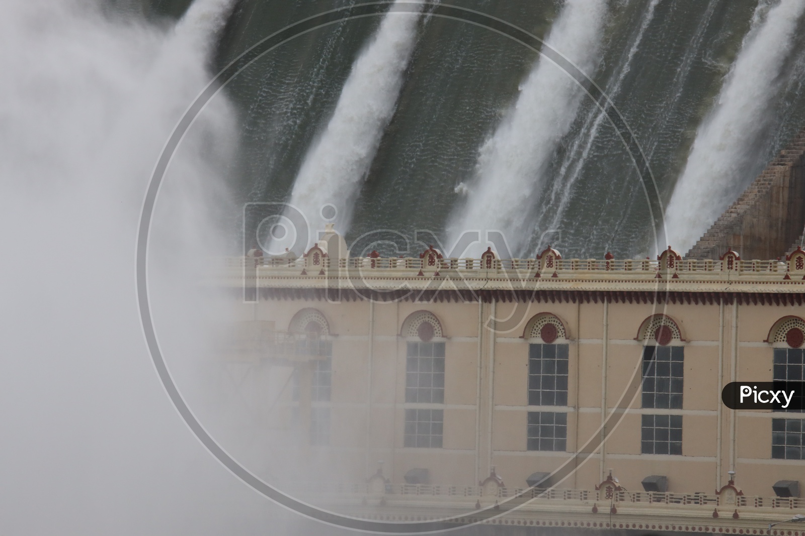 Image Of Visitors Watching The Nagarjuna Sagar Dam Gates Opened Water ...