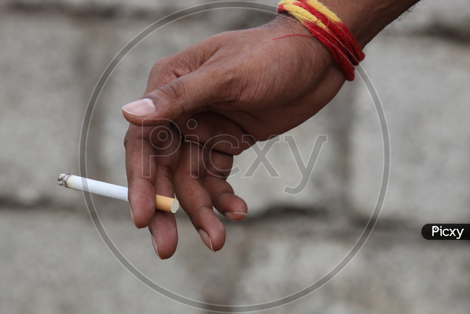 Indian Man Smoking Cigarette  Hand Closeup