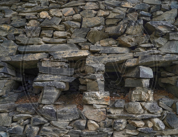 Walls Built With Stones In The Villages Of Leh