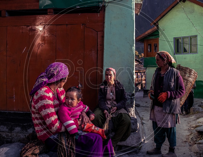 Women And Child in The Village  Streets Of Leh