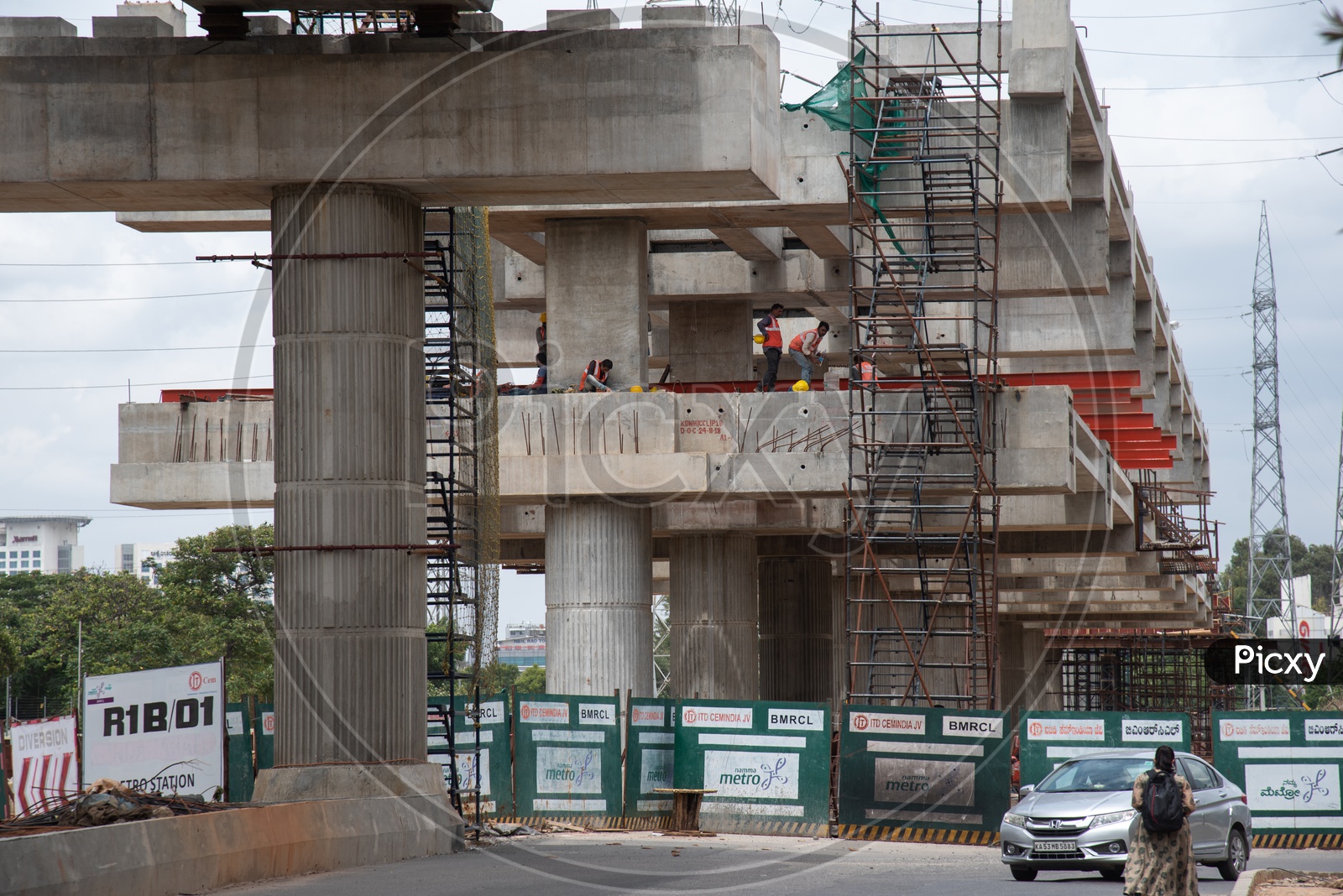 Metro station Construction  by BMRCL  in Bengaluru