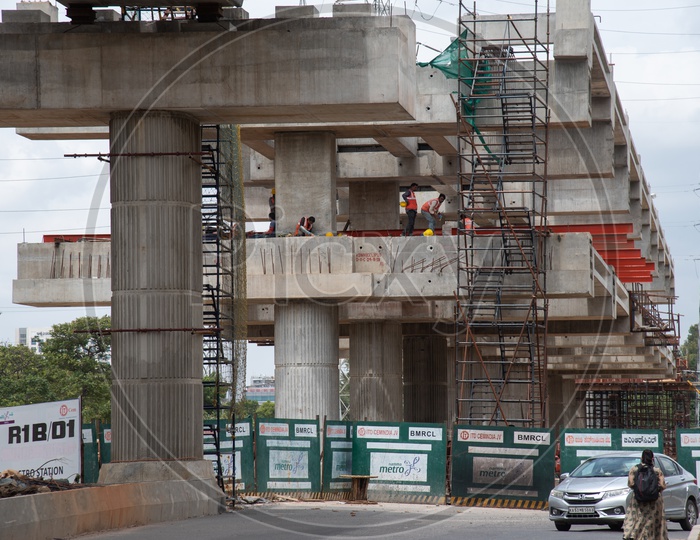 Metro station Construction  by BMRCL  in Bengaluru
