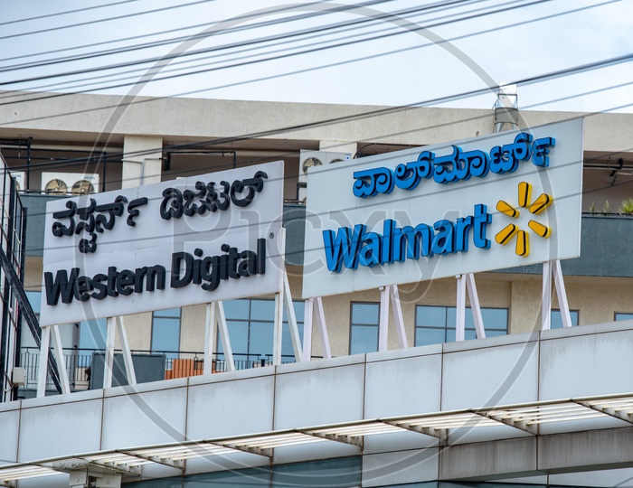 Western digital and Walmart name boards on corporate office