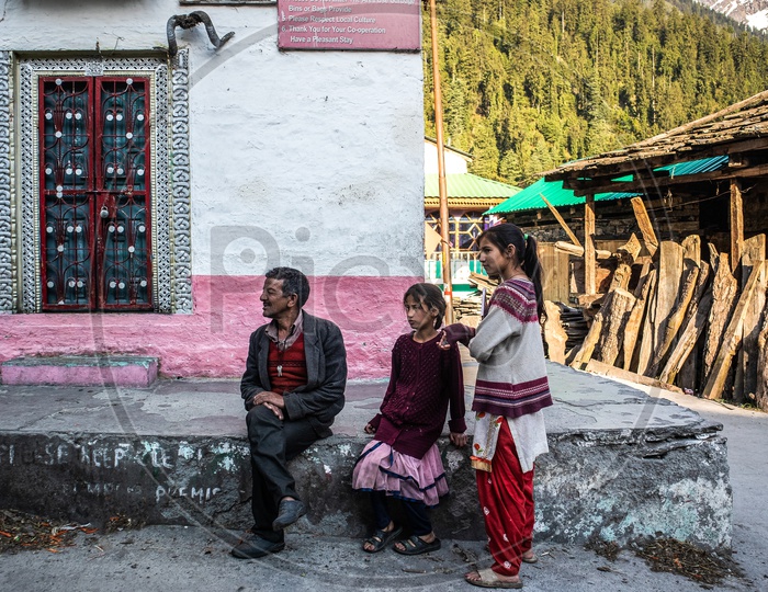 Villagers And Girl Child On The Streets Of Leh