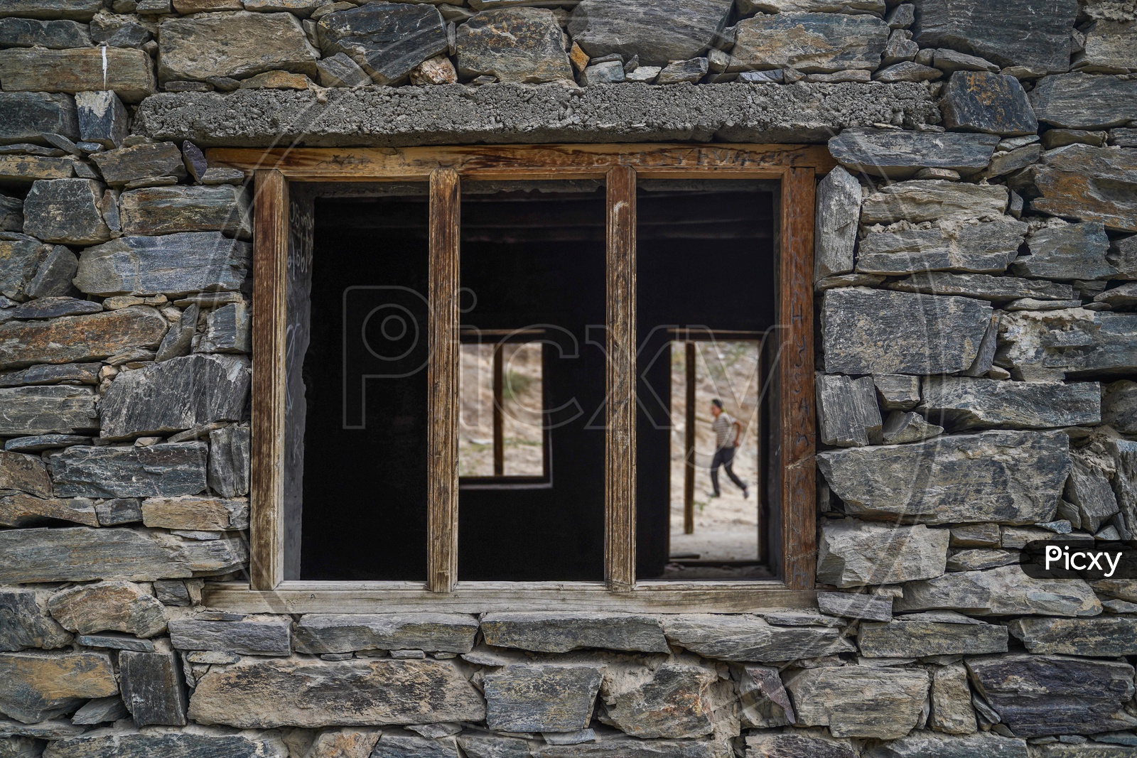 Wooden Window frames Of Houses In Leh