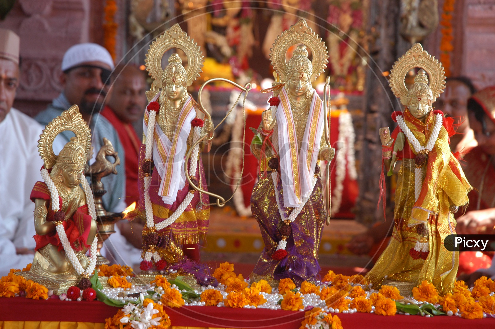 Lord Sri Rama Sita and Laxman Idols in a Temple