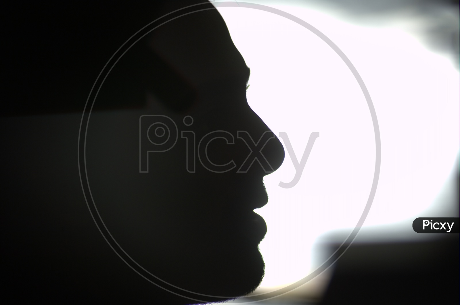 Silhouette of a Man Face Closeup