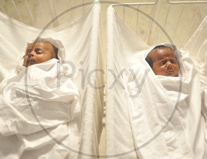 New Born babies Twins  In Hospital Swing