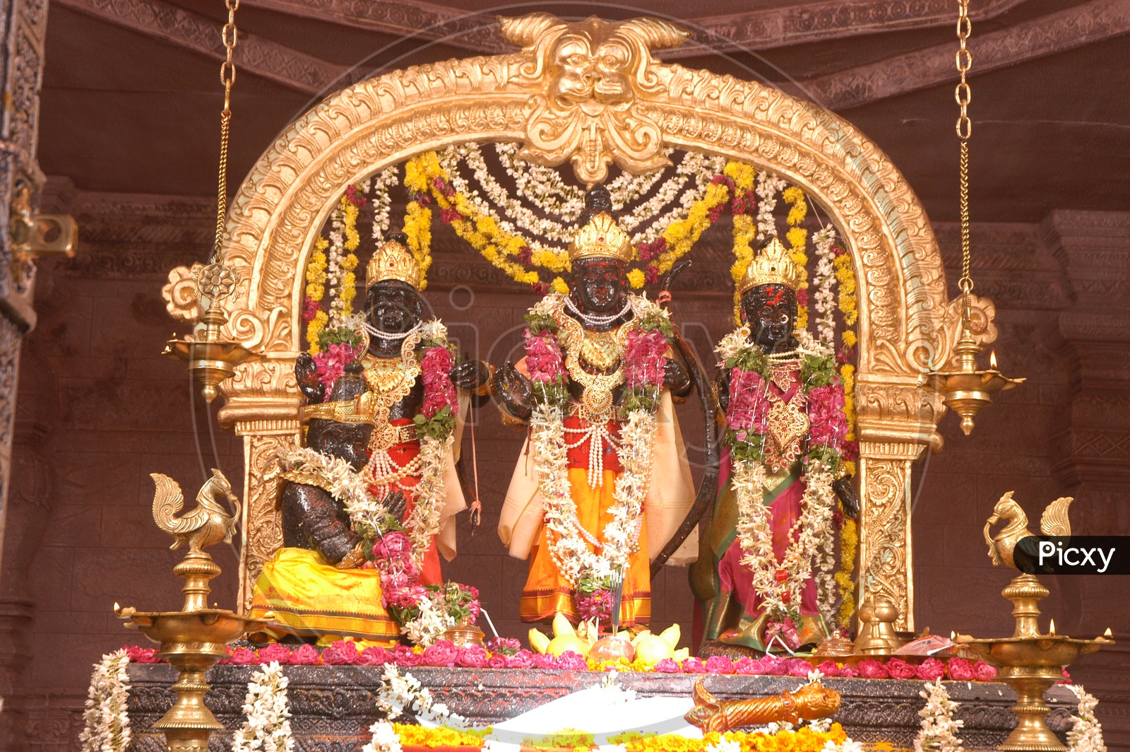 Lord Sri Rama Sita and Laxman Idols in a Temple