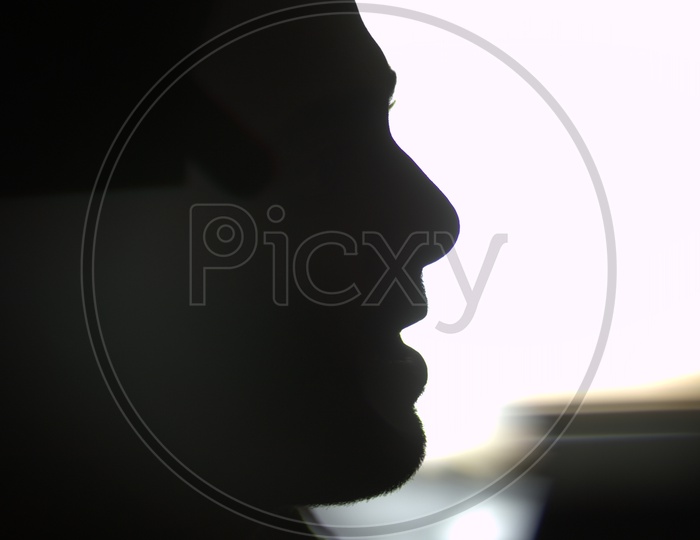 Silhouette of a Man Face Closeup