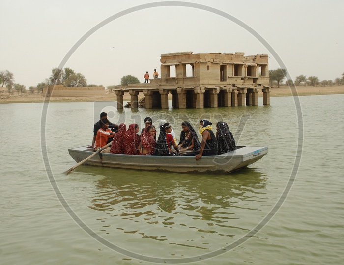 Rajasthani People in a Boat at Gadisar Lake