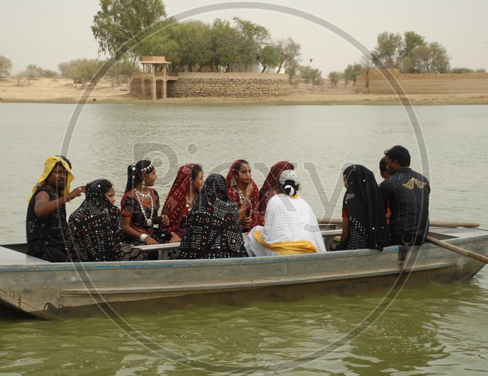 Rajasthani People in a Boat at Gadisar Lake
