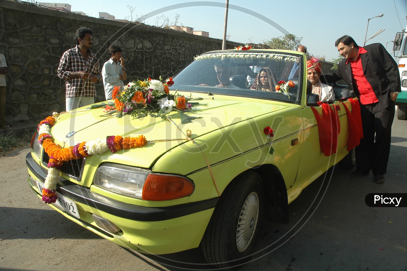 Wedding Car Decorated With Flowers