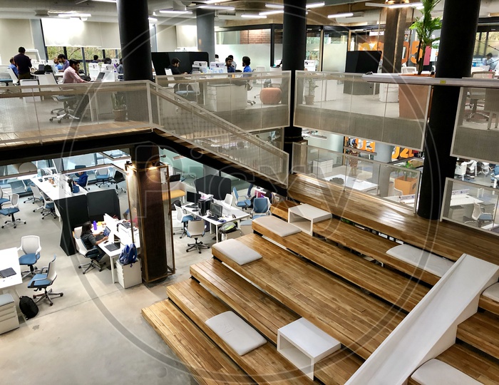 Staircase In a Co-Working Space With Employees Working