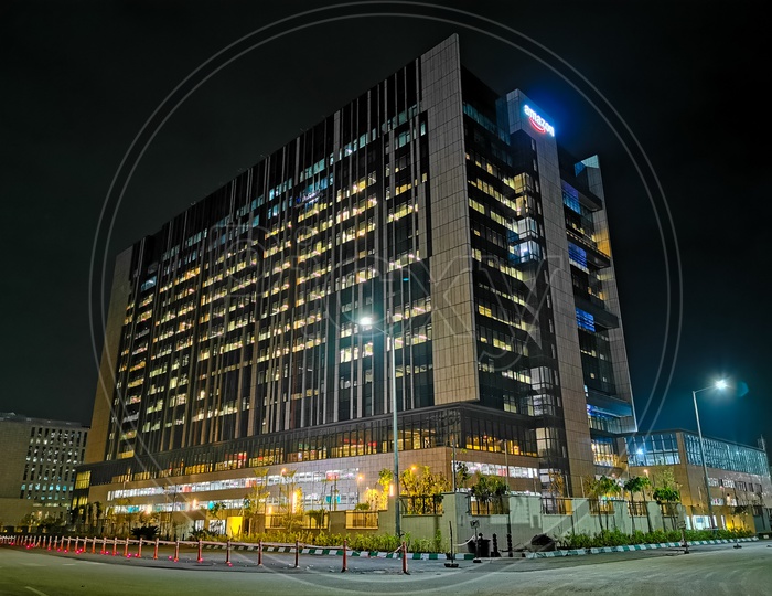 Amazon Hyderabad Campus Building shot in the night