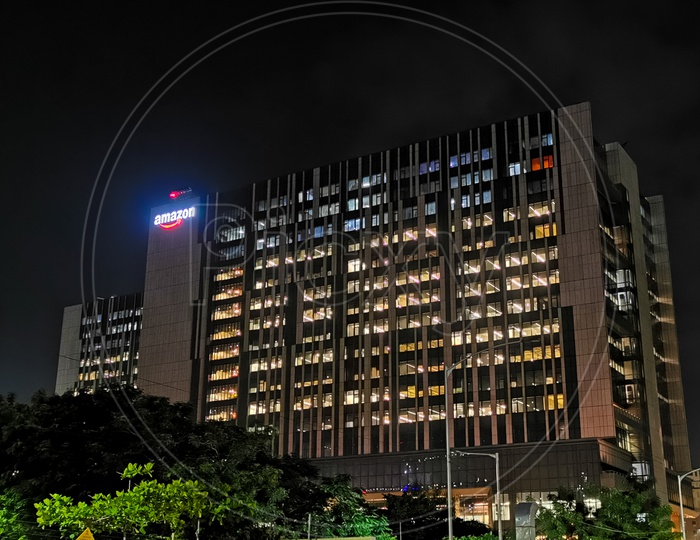 Amazon Hyderabad Campus Building shot in the night
