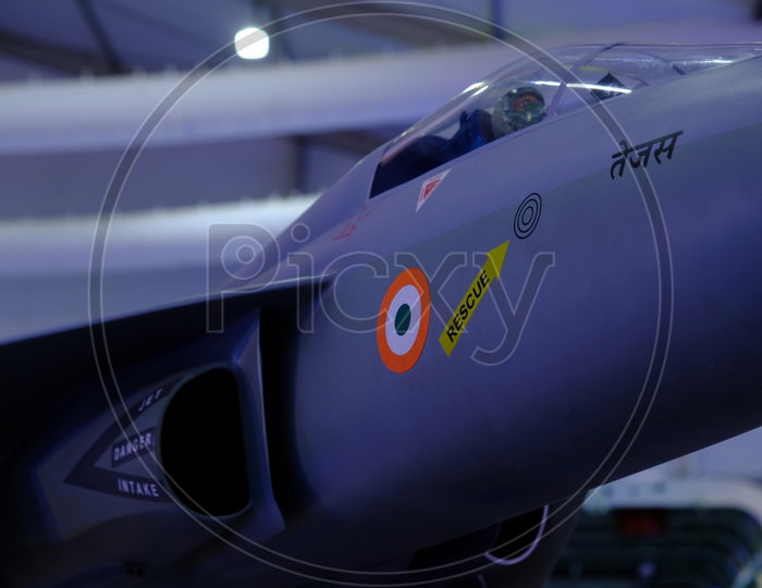 A model of HAL Tejas  showcased at Aero India 2019