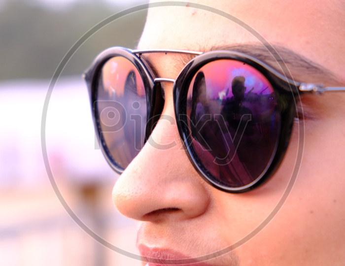 Young Indian Girl Woman Wearing  Shades  Sunglasses