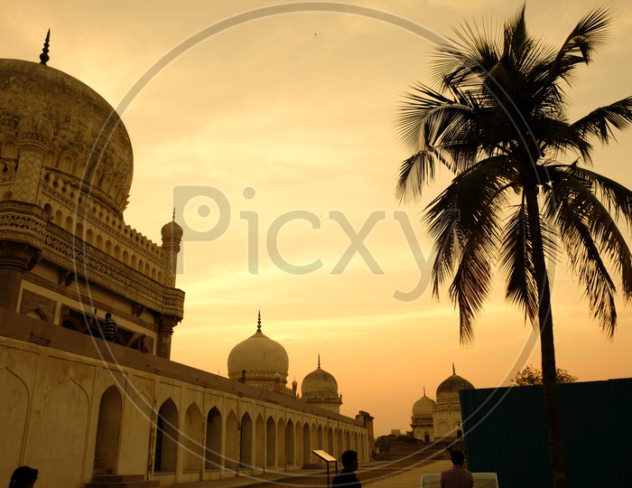 Qutub Shahi Tombs  Over a Sunset Sky