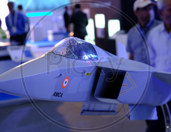 A Model of HAL Advanced Medium Combat Aircraft displayed at Aero India 2019