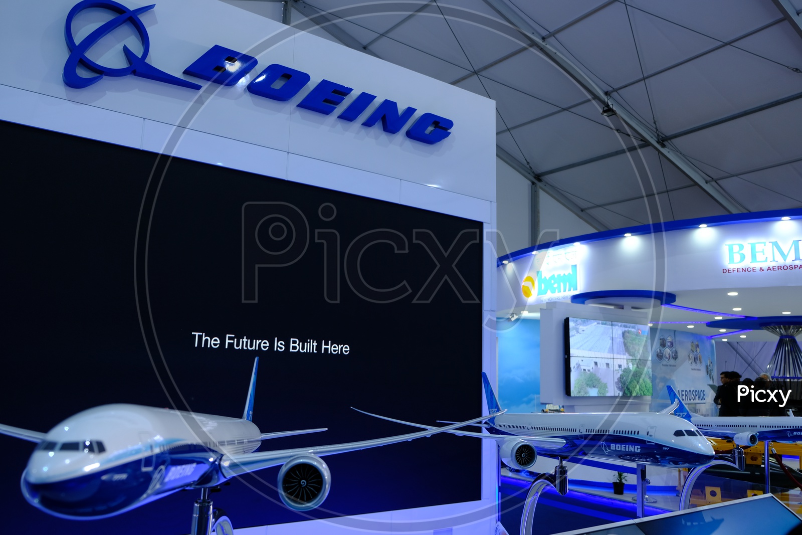 A Model of Boeing 777X  Plane displayed at Aero India 2019