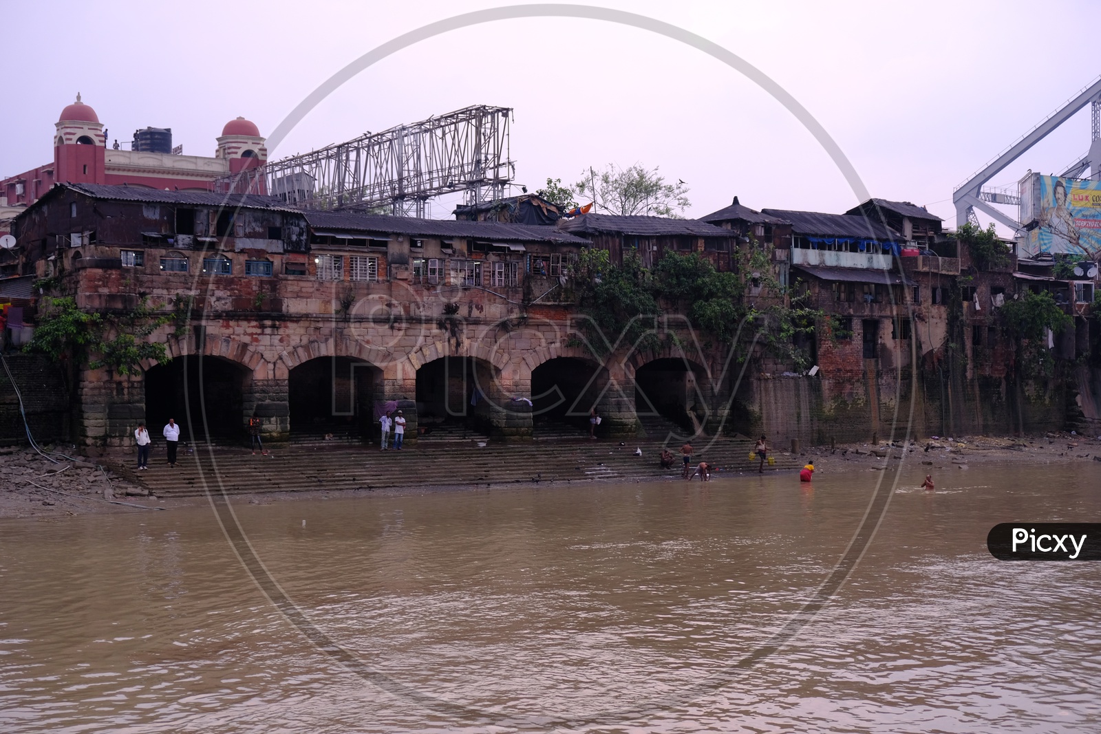 People Taking Dip in Hooghly River