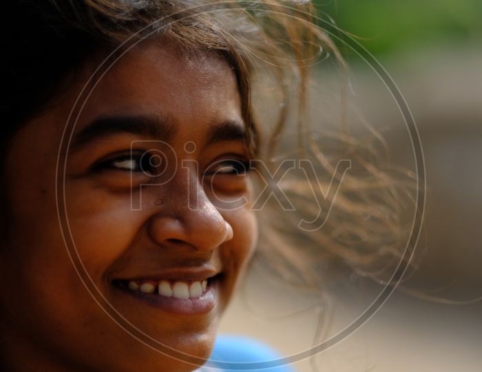 Indian  Rural Village Girl With Smile Face