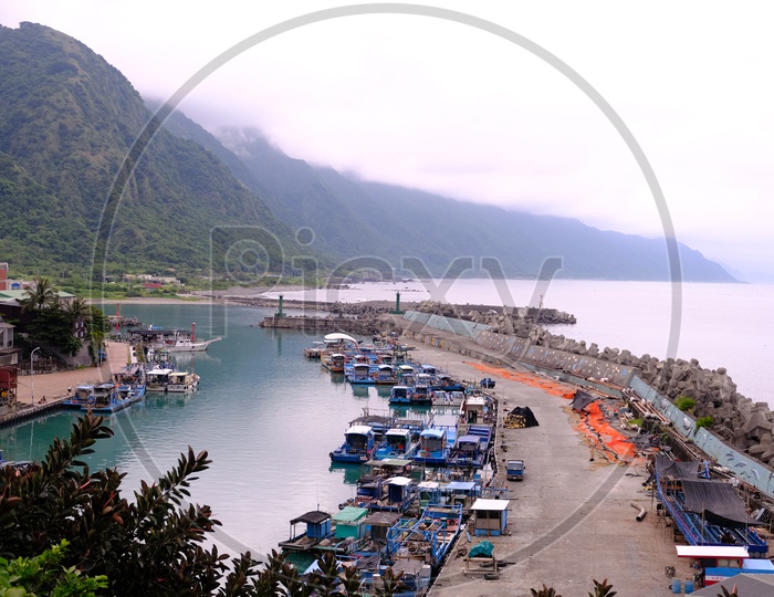 Aerial view of Nanfangao Fishing Port
