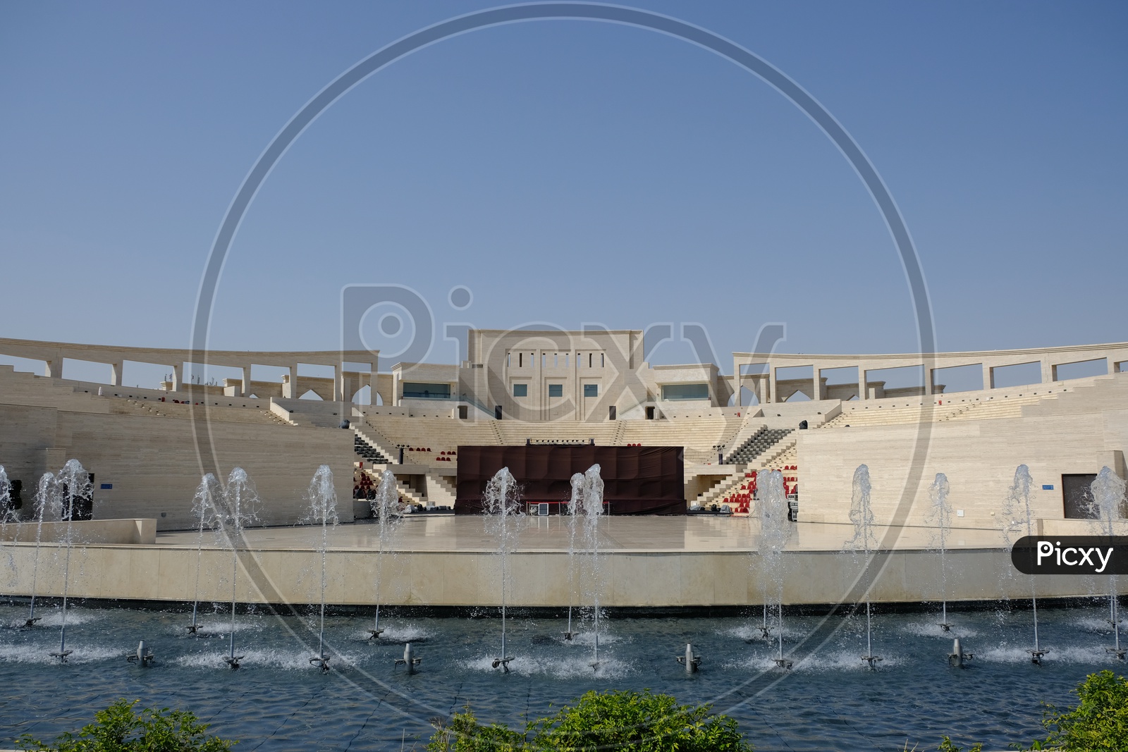 Fountains in front of Amphitheater,  Katara Cultural Village
