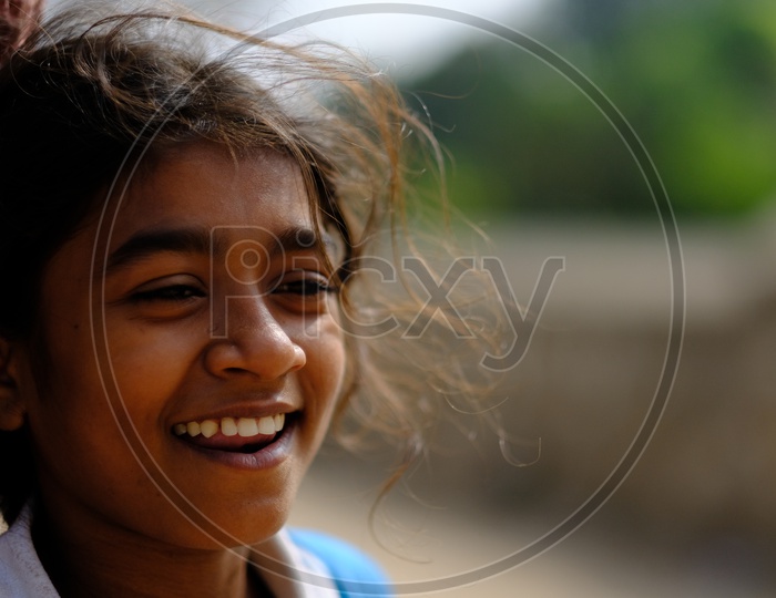 Indian  Rural Village Girl With Smile Face