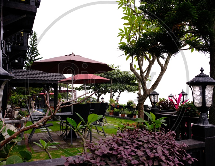 Outdoor Dining with Swimming Pool in a Hotel at Hualien City