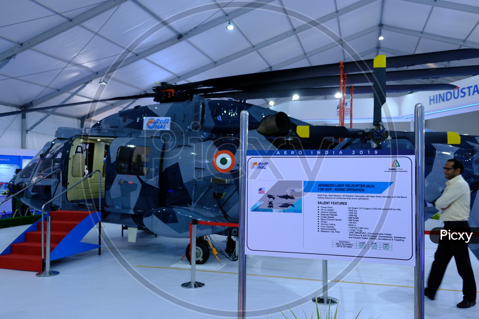 HAL Advanced Light Helicopter for Ship Borne Operations displayed at Aero India 2019