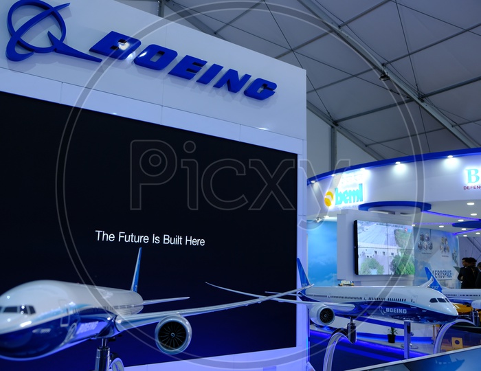 A Model of Boeing 777X  Plane displayed at Aero India 2019