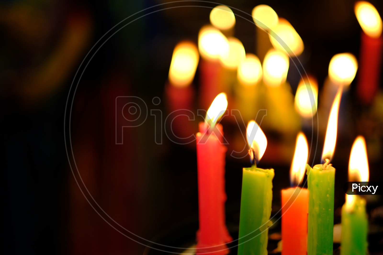 Candles Lighted Closeup