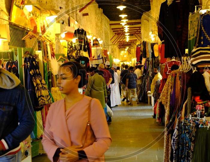 Local Markets and Shopping in the Narrow Streets in Doha, Qatar