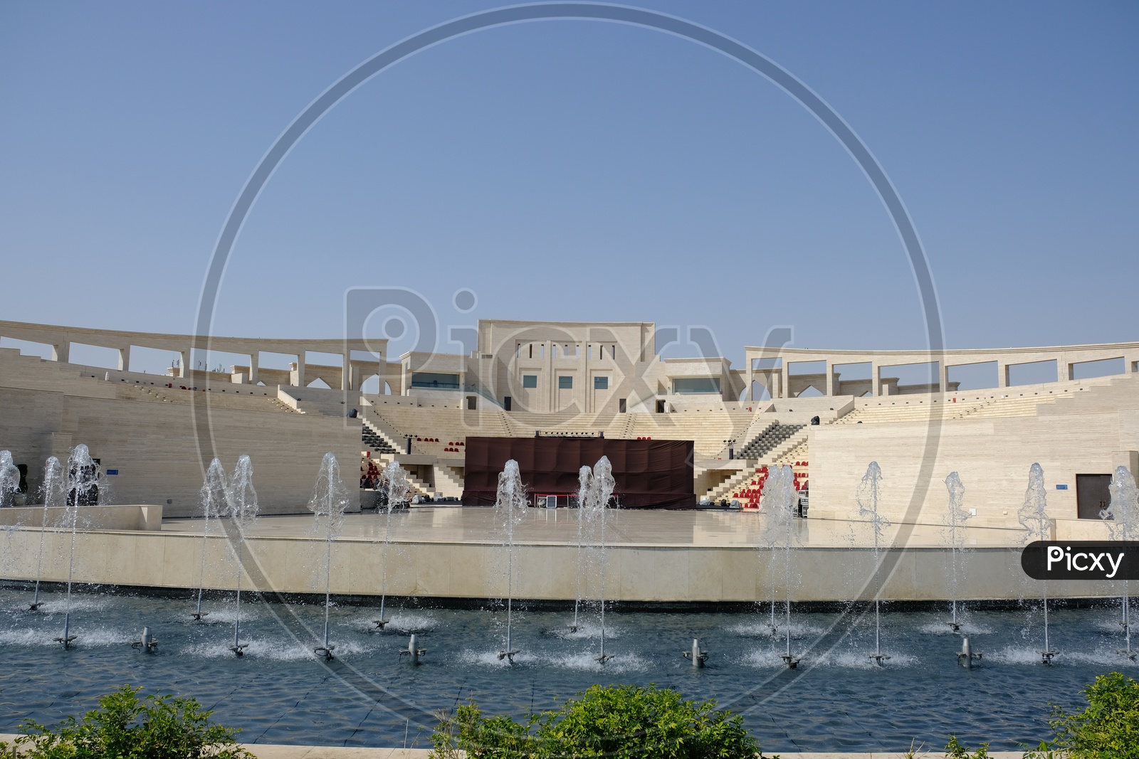 Fountains in front of Amphitheatre at Katara Cultural Village