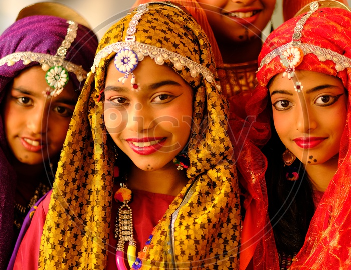 Indian Girl Students In Tribal Girls  Outfits   In a School Fest