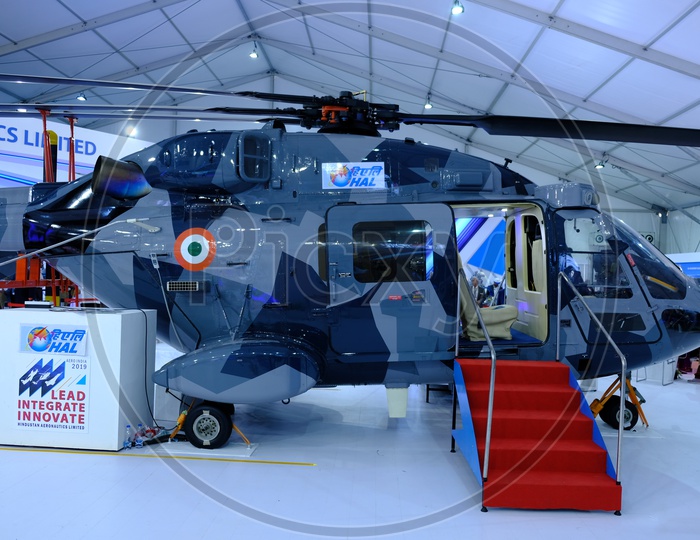 HAL Advanced Light Helicopter for Ship Borne Operations displayed at Bangalore Aero India 2019