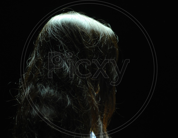 Image of Back Side View Of an Indian traditional Woman Wearing