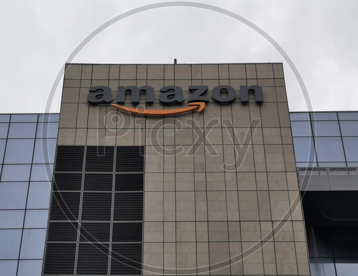 Amazon Logo on Amazon Hyderabad Campus Building