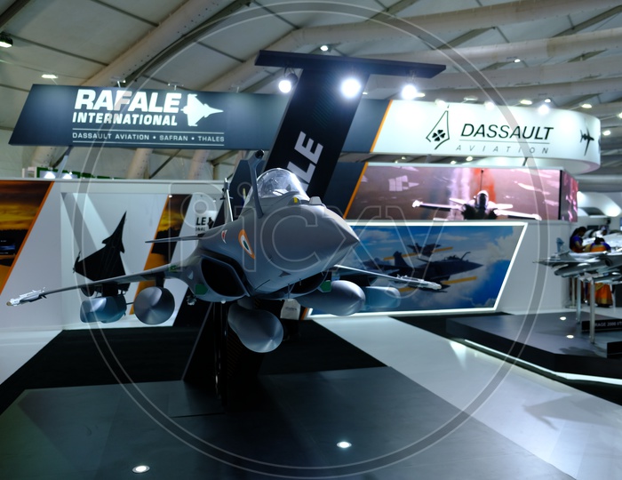 A Model of Dassault Rafale Multirole Fighter Aircraft At Bangalore Aero India Show 2019