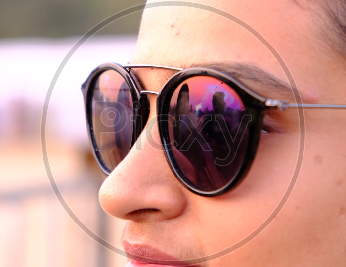 Young Indian Girl Woman Wearing  Shades  Sunglasses