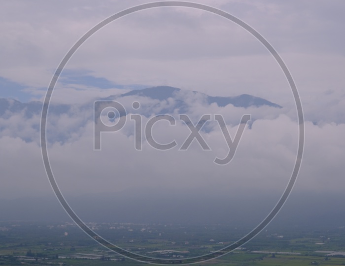 Mountains Covered with Fog in Hualien City