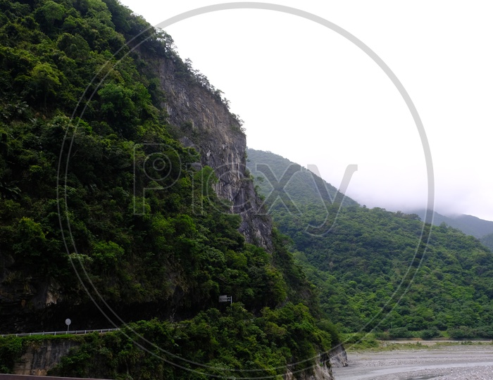 View of mountains with vegetation at Taroko National Park